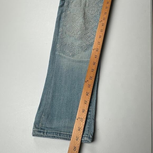 Pilcro Anthropologie Jeans Womens 27 Blue Hyphen Straight Embroidered Stretch - Picture 11 of 13